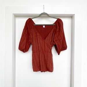 Old Navy Terracotta Cotton Wrap Blouse